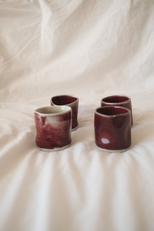 red wonky cup (set of 4)